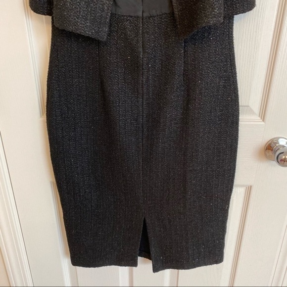 ST. JOHN Metallic Tweed Sleeveless Midi Dress in Black Size 10 - Picture 7 of 10